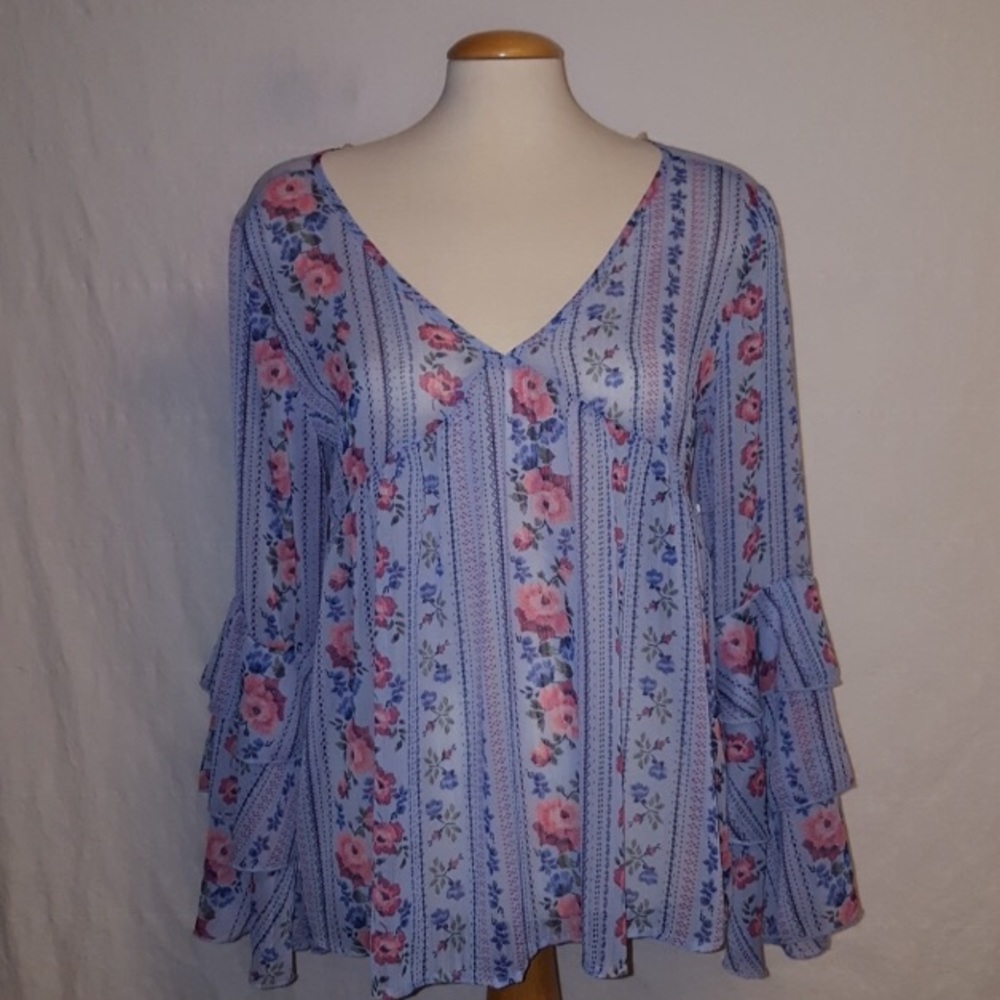 Boho music festival blue top
